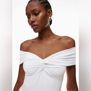 Aritzia White Twist Front Top